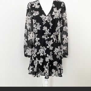 Black and white floral mini dress